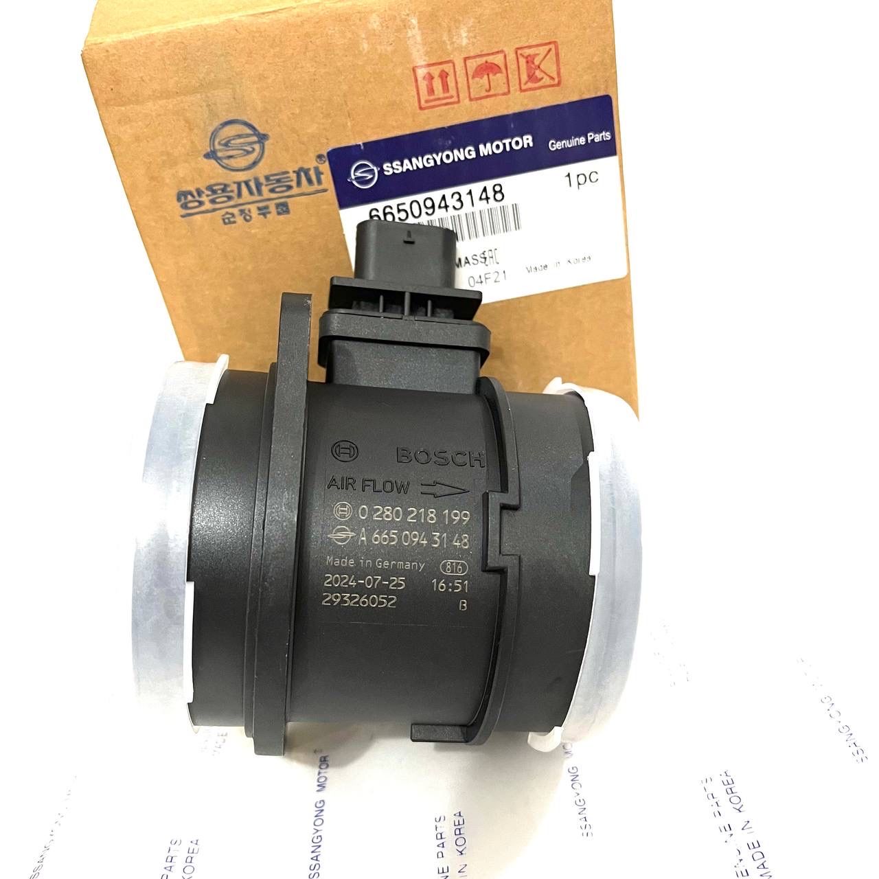 Датчик массового расхода воздуха SsangYong D20 D27 E32 6650943148 — изображение 4